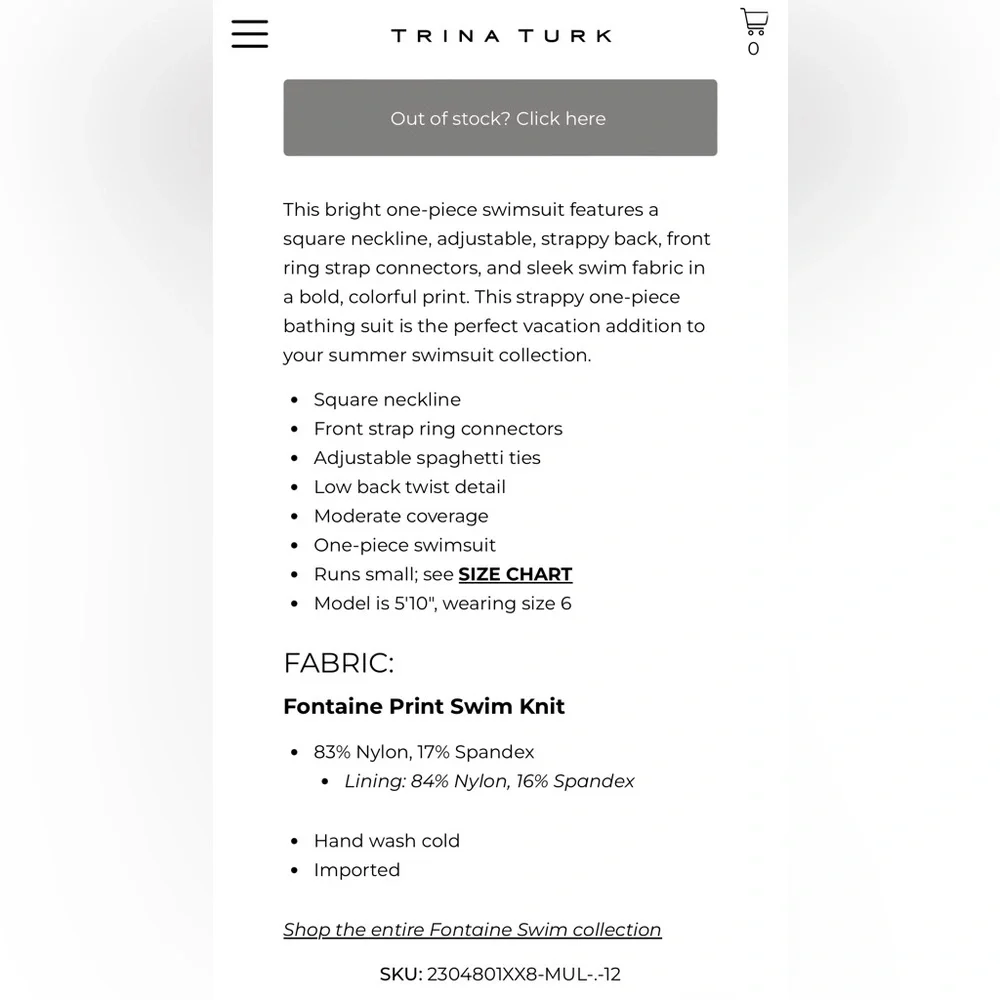 NWT Trina Turk Fontaine Twist Back Convertible One Piece Swimsuit - Picture 15 of 16